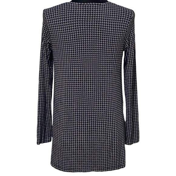 J Jill Wearever Black White Check Tunic Top XS Mod Retro Minimalist Long Sleeve - Picture 3 of 7